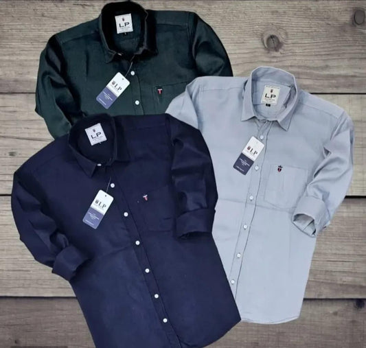 Men's Cotton Solid Casual Shirt Combo of 3